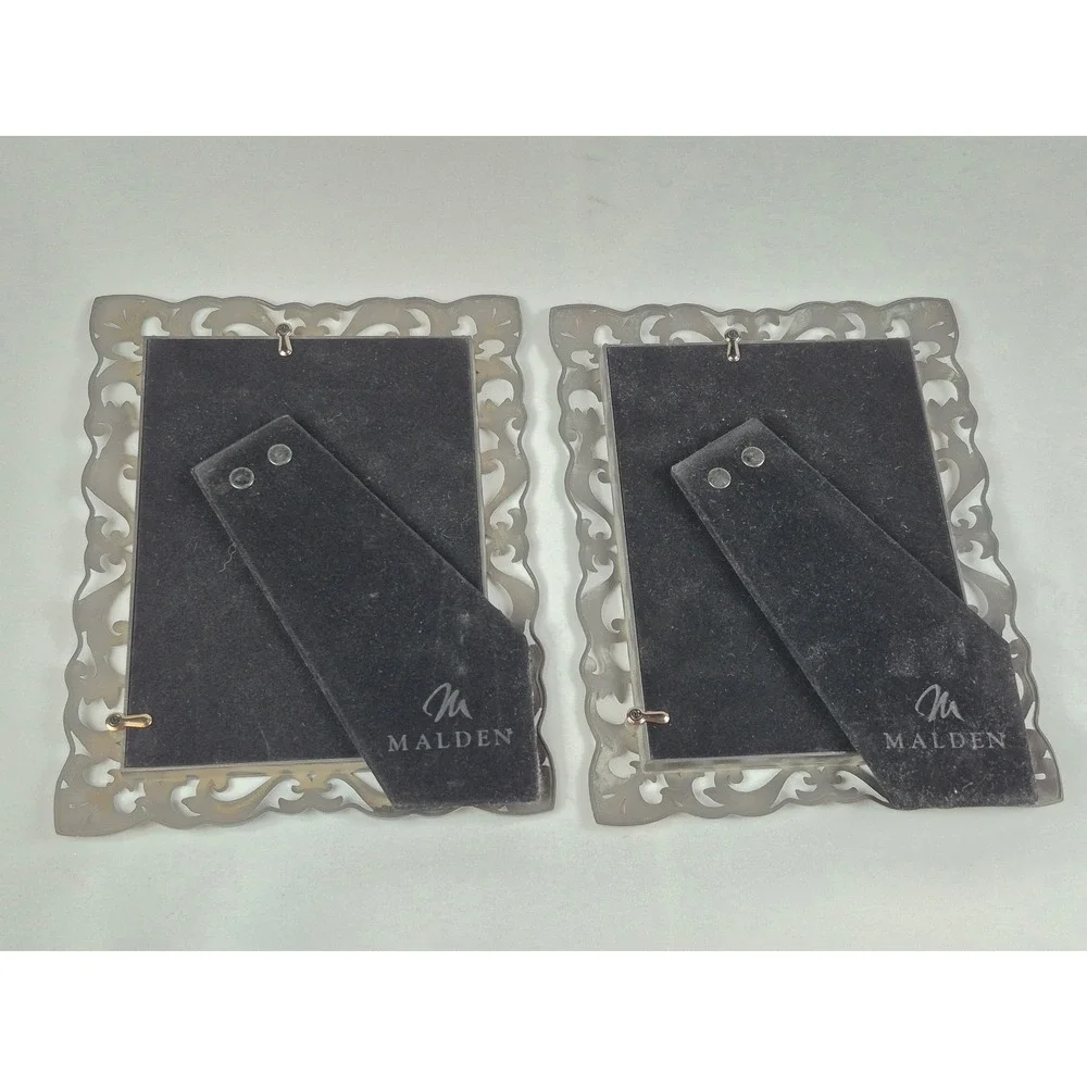 Malden Set Of 2 Silver Pewter Tone Cast Metal Fleur De Lis 5x7 Picture Frames